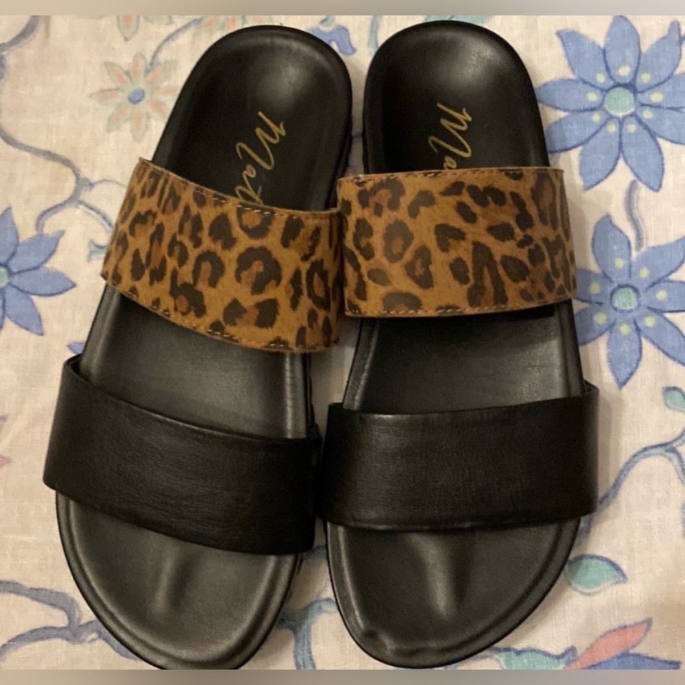 New Matisse Suede Leather Leopard Print Women's Slide  Sandals
